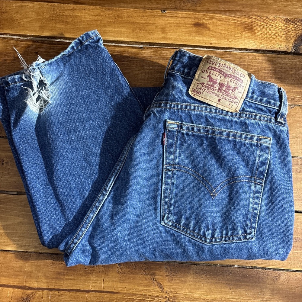 Vtg Levi's 560 Jeans Women's 14L‎ (32x34) Loose Fit Straight Leg Blue Denim Y2K
